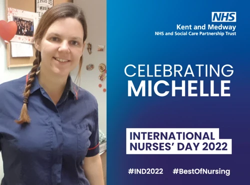 Photo celebrating Michelle on International Nurses' Day 2022 at KMPT