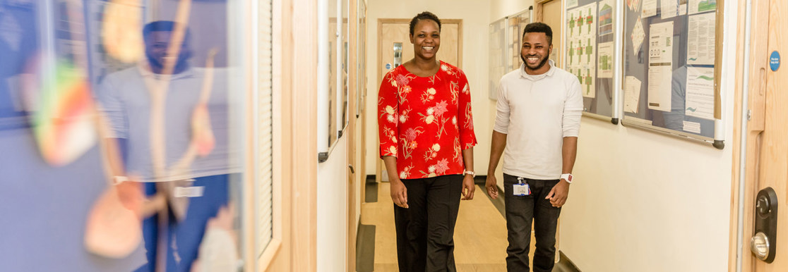 Boughton staff walking down corridor