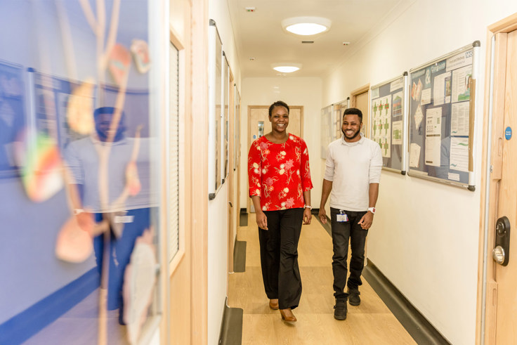 Boughton staff walking down corridor