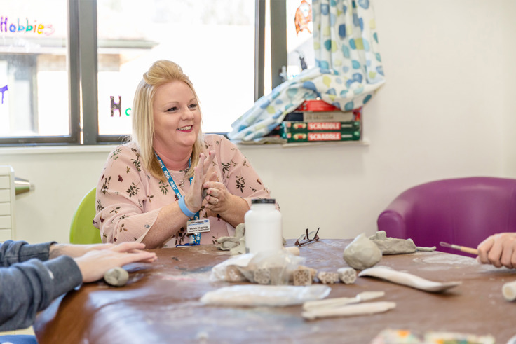 Boughton staff member with patients