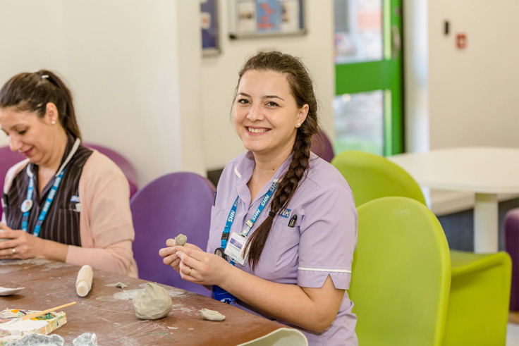 Boughton staff member with patients