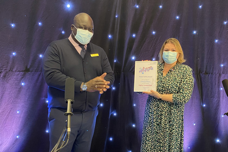 Cheryl Crame and Vincent Badu. Cheryl holds her certificate