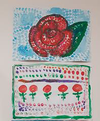 Several drawings of roses