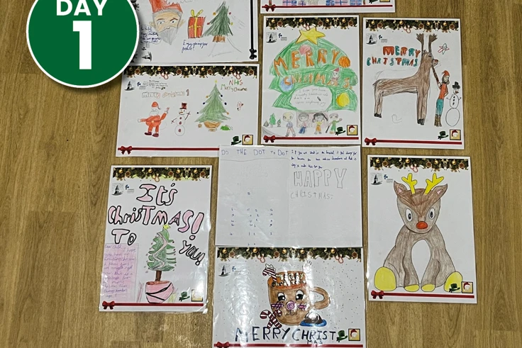 Pictures of a collection of festive pictures donated to the ward by Gordon Children's Academyre