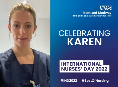 Photo celebrating Karen on International Nurses' Day 2022 at KMPT